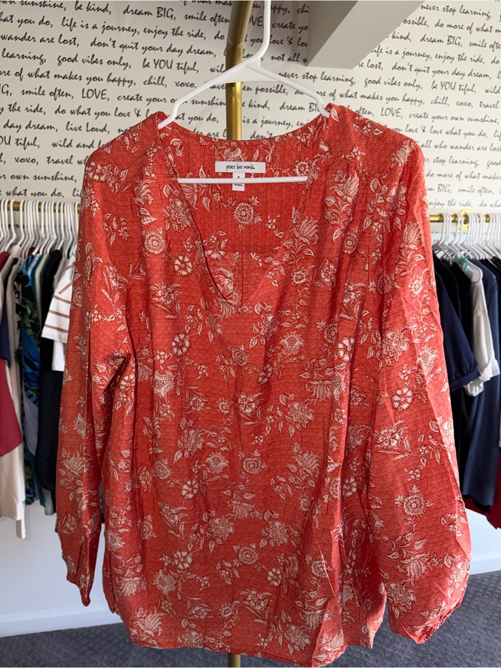 Peace Love World Boheme Printed Pleat Back Blouse